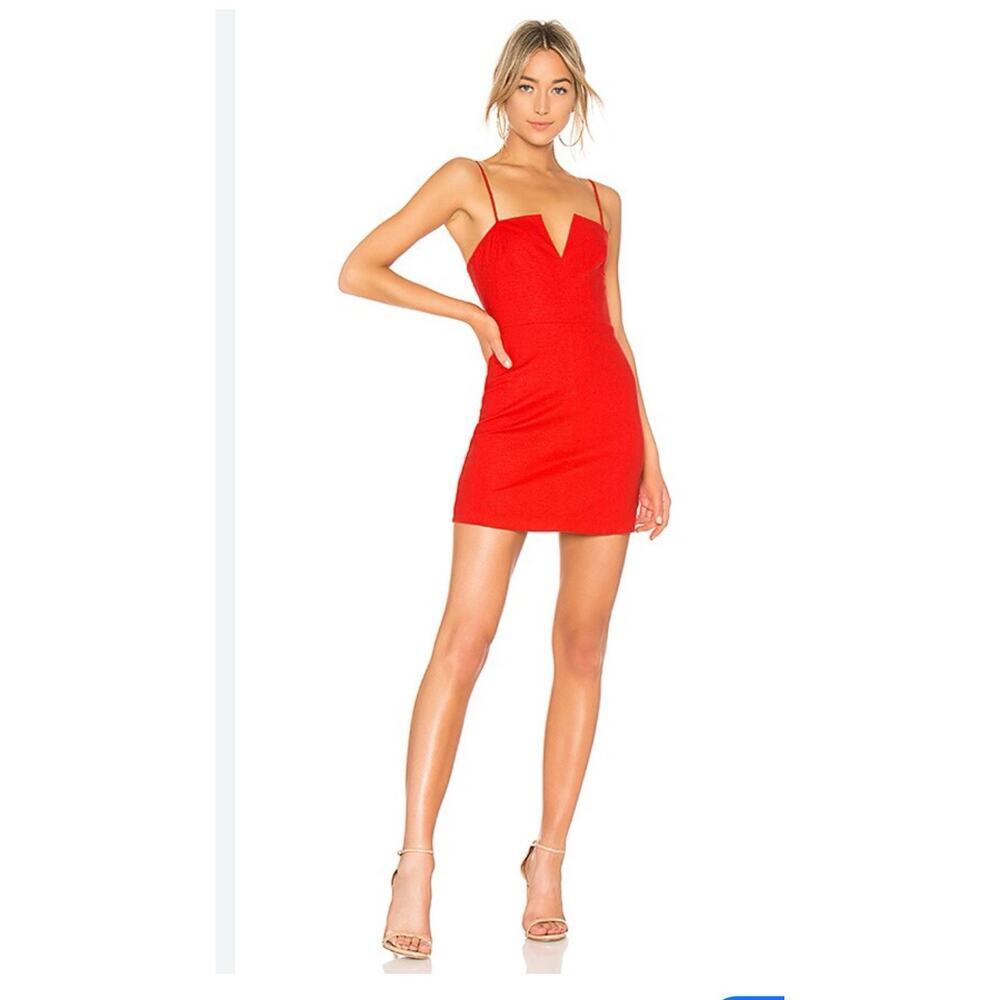 Revolve Lovers + Friends Wendy Linen Mini Dress Size Small Red Cocktail 1757